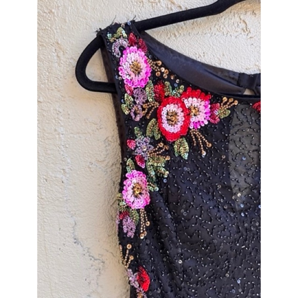 Primavera Couture NEW Black Floral Sequin Beaded Mini Dress SZ 2 Formal Glam - Picture 5 of 11